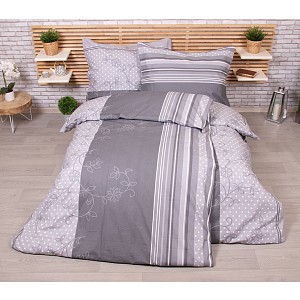 Zvýhodněná sada bavlněného povlečení na dvě lůžka 140x200+70x90 Bezkvět šedý