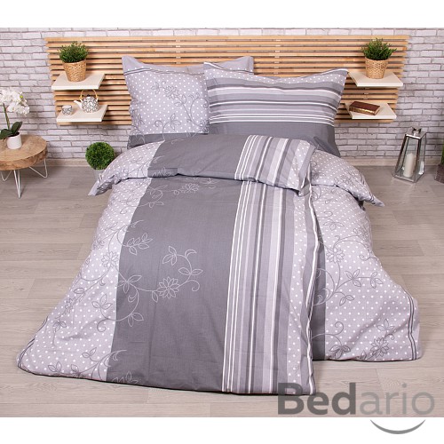 Zvýhodněná sada bavlněného povlečení na dvě lůžka 140x200+70x90 Bezkvět šedý