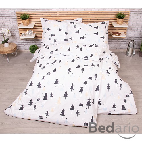 Zvýhodněná sada bavlněného povlečení na dvě lůžka 140x200+70x90 Stromečky bílé