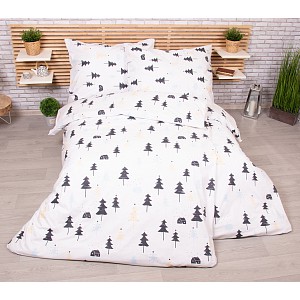 Zvýhodněná sada bavlněného povlečení na dvě lůžka 140x200+70x90 Stromečky bílé
