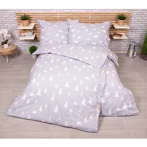 Zvýhodněná sada bavlněného povlečení na dvě lůžka 140x200+70x90 Stromečky šedé