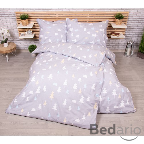 Zvýhodněná sada bavlněného povlečení na dvě lůžka 140x200+70x90 Stromečky šedé