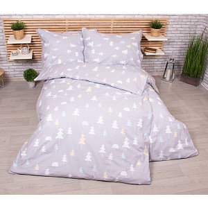 Zvýhodněná sada bavlněného povlečení na dvě lůžka 140x200+70x90 Stromečky šedé