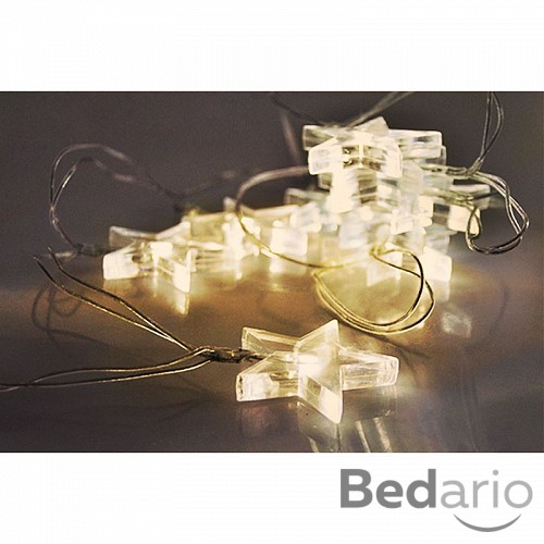 Solight LED vánoční řetěz, hvězdy, 1,5m, 10 LED, 2 x AA, žluté světlo