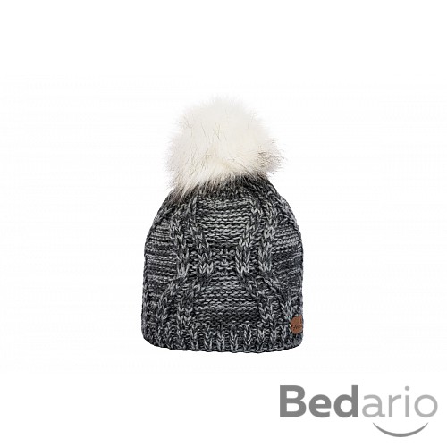 Dětská čepice s bambulí - tmavě šedá