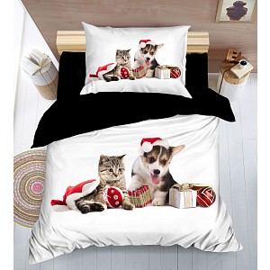 3D povlečení 140x200+70x90 Vánoční mazlíčci