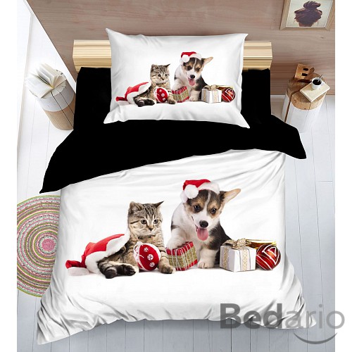 3D povlečení 140x200+70x90 Vánoční mazlíčci