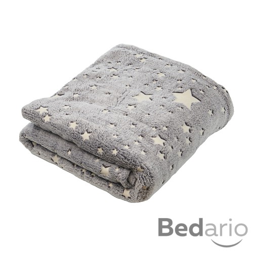Mikroflanelová deka Premium 150x200 - Zářící hvězdičky šedé - ve tmě svítí