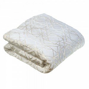 Mikroflanelová deka Premium se zlatým vzorem 150x200 - Bílá