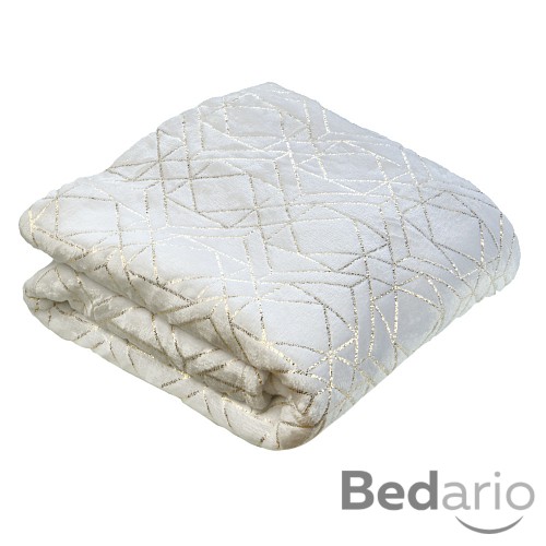 Mikroflanelová deka Premium se zlatým vzorem 150x200 - Bílá