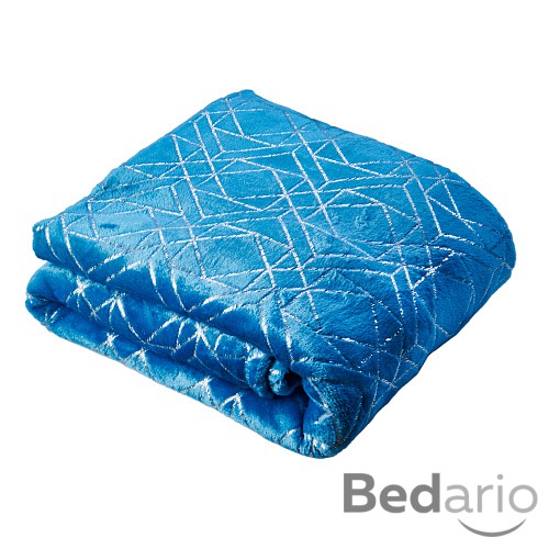 Mikroflanelová deka Premium se zlatým vzorem 150x200 - Modrá